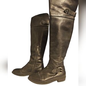 Guess sz 7 Genuine Leather OTK over-the-knee boots Buckle Zip Wmns